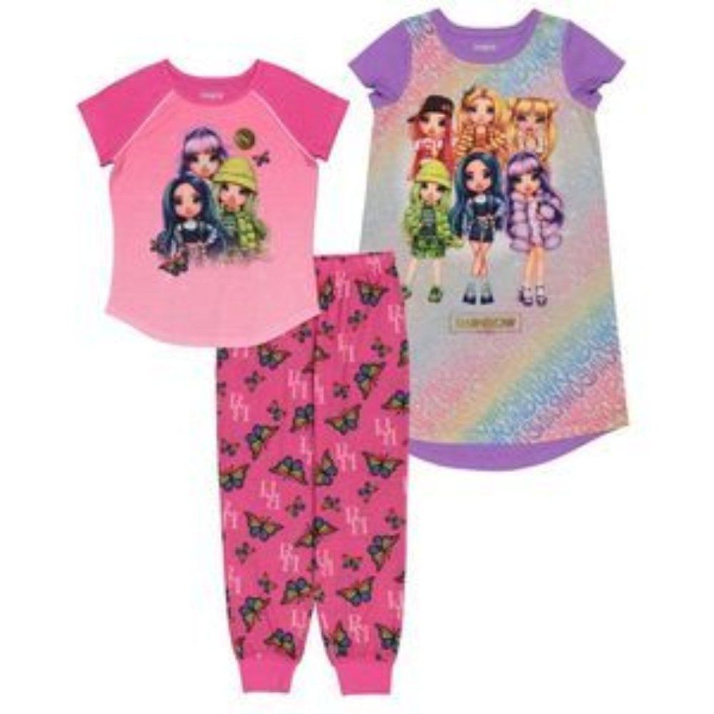 NEW Rainbow High Girl's 3 Piece Short Sleeve Pajama Set  Size 4